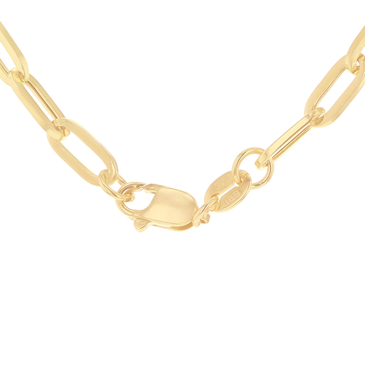 9K Yellow Gold 5.2MM Paperclip Chain with Lobster Clasp 20 Inch Polished 5g 8133506 2