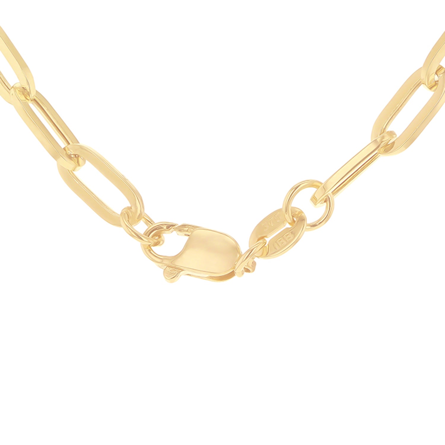 9K Yellow Gold 5.2MM Paperclip Chain with Lobster Clasp 20 Inch Polished 5g 8133506 2