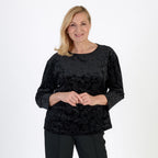 La Marey Paisley Emboss Velvet Blouse (Size 10 - 12) - Black_8134058