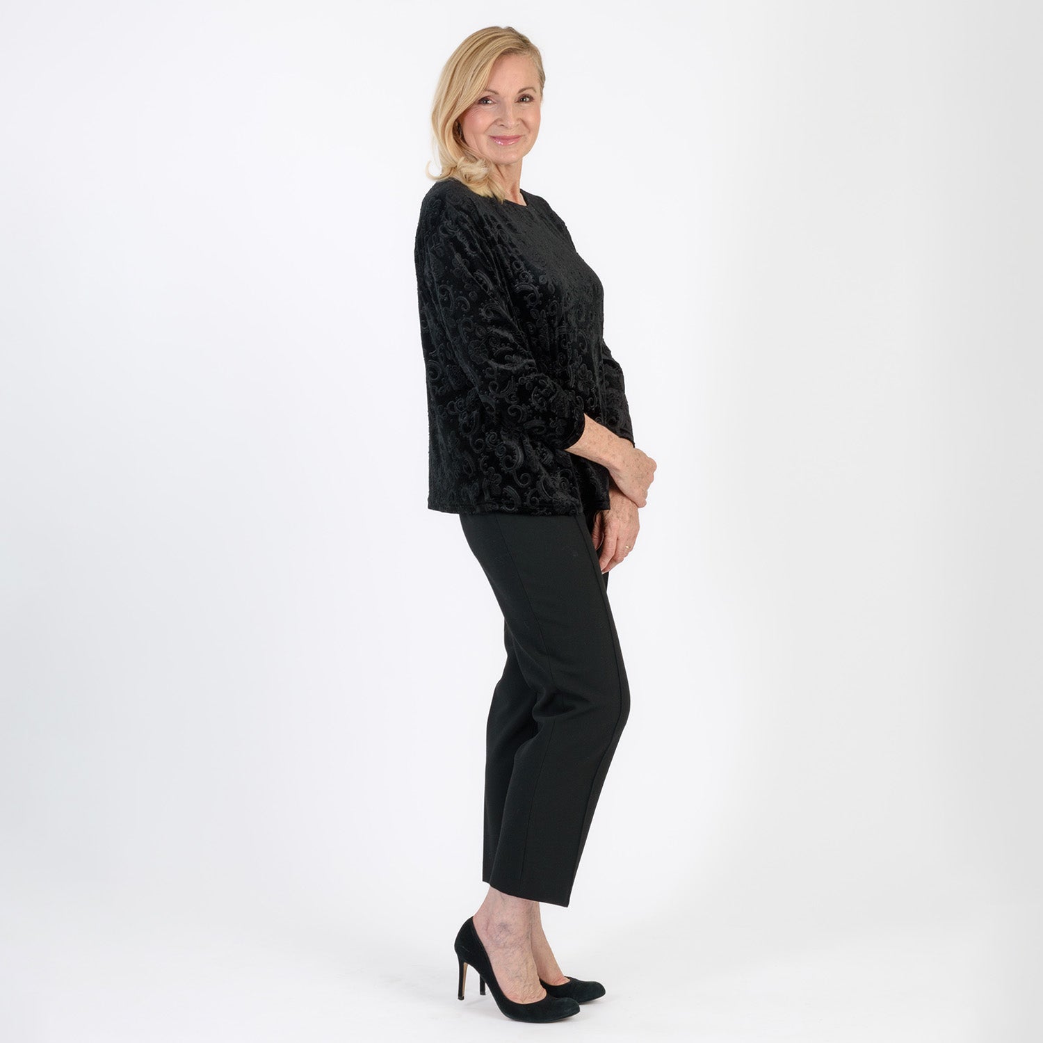 La Marey Paisley Emboss Velvet Blouse (Size 10 - 12) - Black V32519719 3