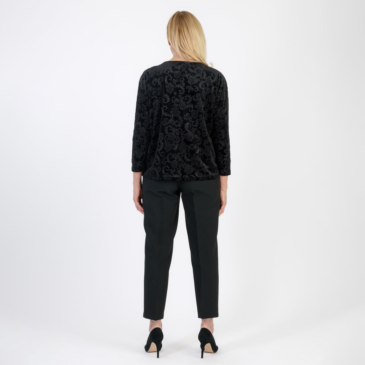 La Marey Paisley Emboss Velvet Blouse (Size 10 - 12) - Black V32519719 4