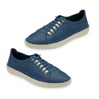 Lotus Kamari Womens Leather Trainers Shoe with Perforated Detail (Size 3) - Blue_8134087