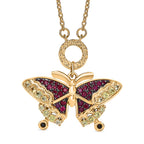GP - Italian Garden Collection - Red Sapphire & Multi Gemstones Necklace (Size - 20) in 18K Vermeil Yellow Gold Plated Sterling Silver