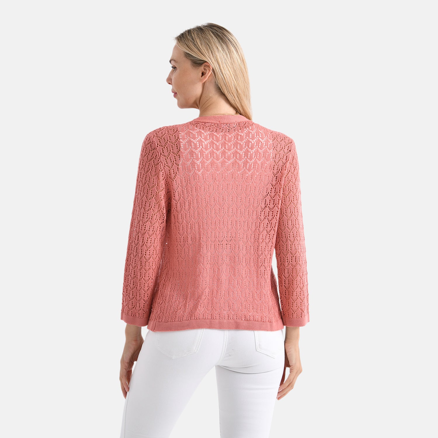 La Marey Lightweight Lace Cardigan (Size XL, Fit 20 To 22) - Coral Pink 8134793 3