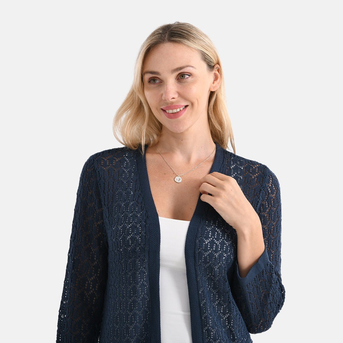 La Marey Lightweight Lace Cardigan (Size L, Fit 16 To 18) - Navy Blue V32529817 5