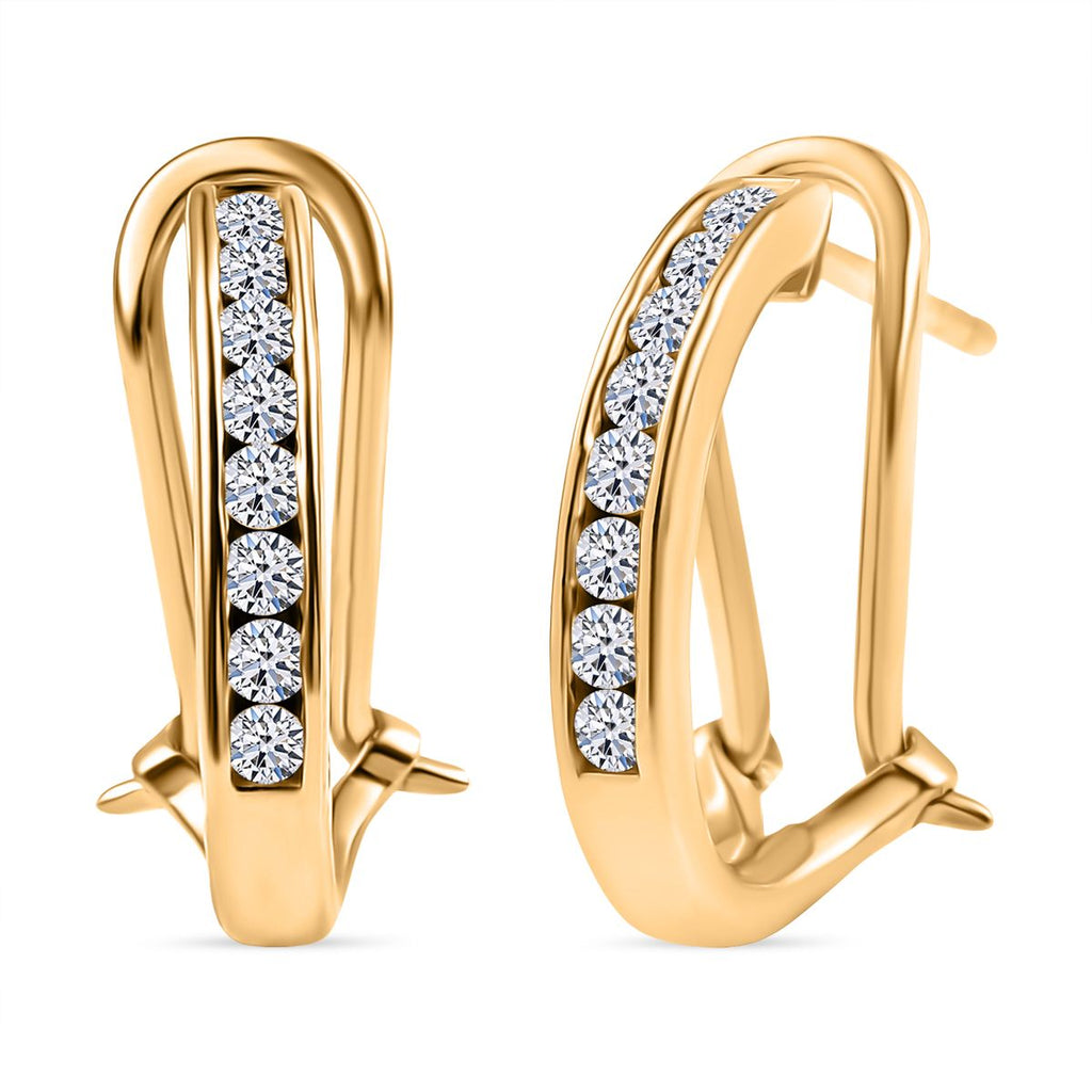 Luxuriant Lab Grown Diamond (SI/GH) J Hoop Half Hoop Clip Earring in 18K Vermeil Yellow Gold Plated Sterling Silver 0.50 cts_8135393