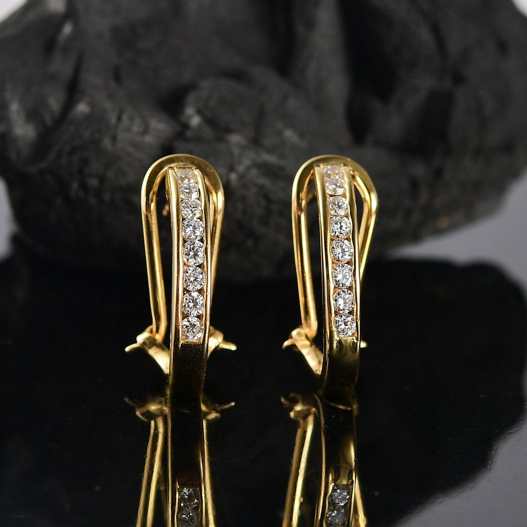 Luxuriant Lab Grown Diamond (SI/GH) J Hoop Half Hoop Clip Earring in 18K Vermeil Yellow Gold Plated Sterling Silver 0.50 cts_8135393_1