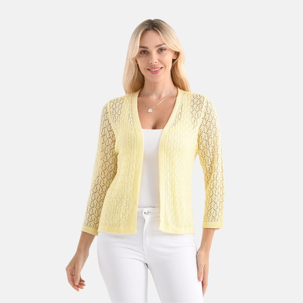 LA MAREY Womens Lace Bolero (Size L, 16-18) - Cheese White_8138437