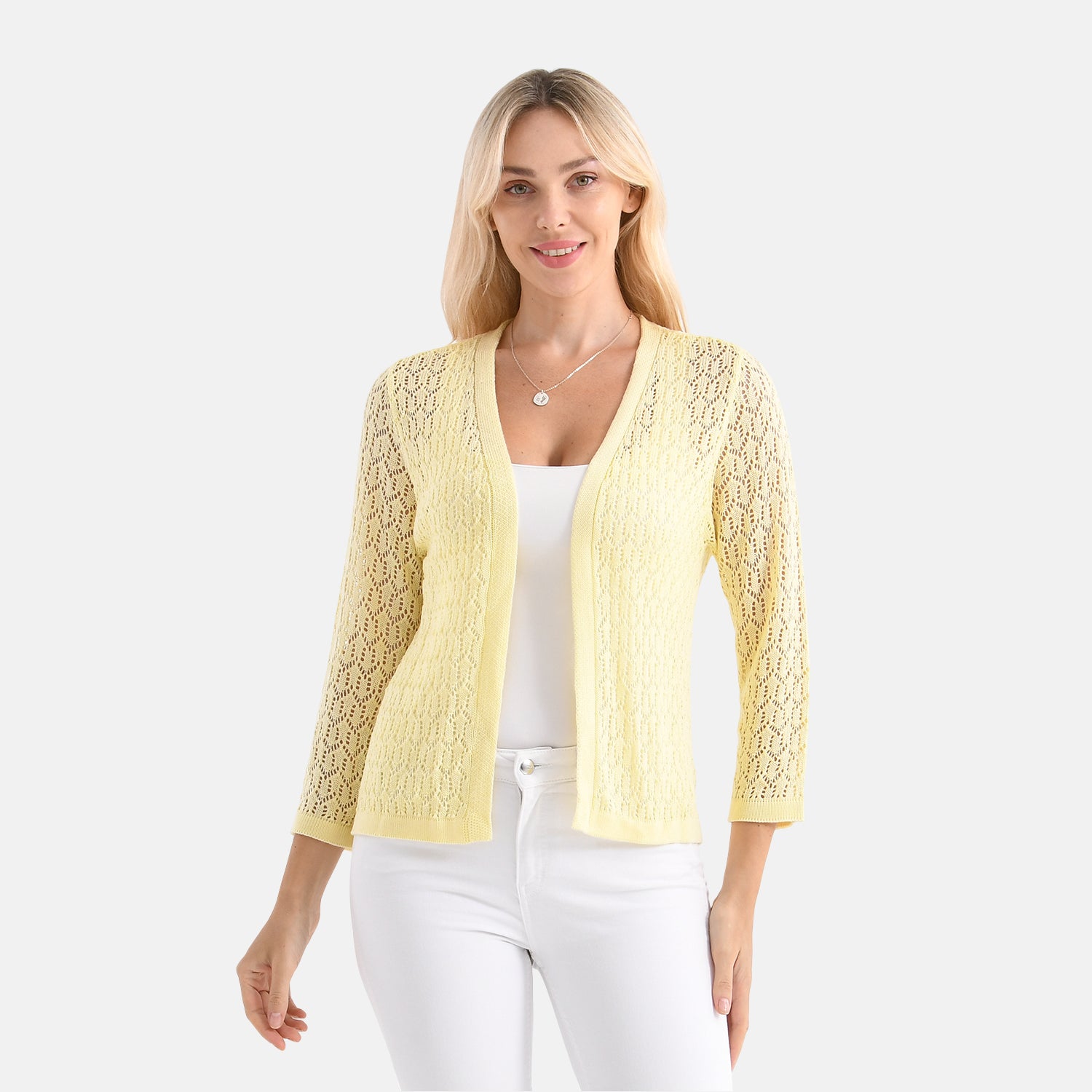 LA MAREY Womens Lace Bolero (Size L, 16-18) - Cheese White V32529974 0