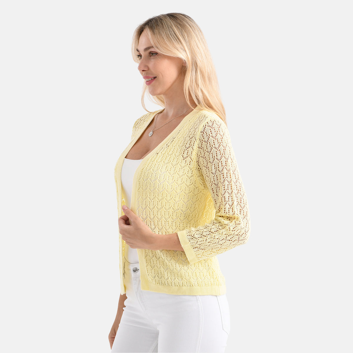 LA MAREY Womens Lace Bolero (Size L, 16-18) - Cheese White V32529974 3
