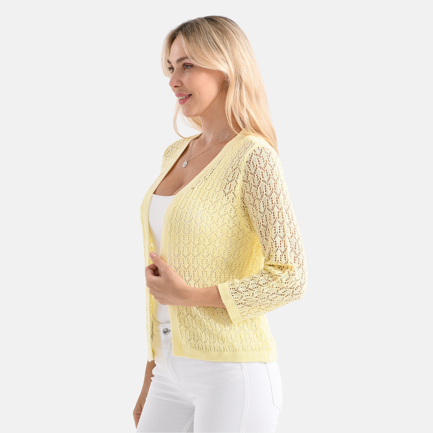 LA MAREY Womens Lace Bolero (Size L, 16-18) - Cheese White V32529974 3