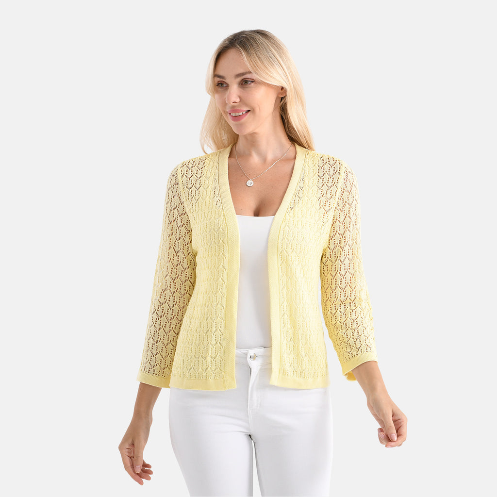 LA MAREY Womens Lace Bolero (Size L, 16-18) - Cheese White_8138437_3