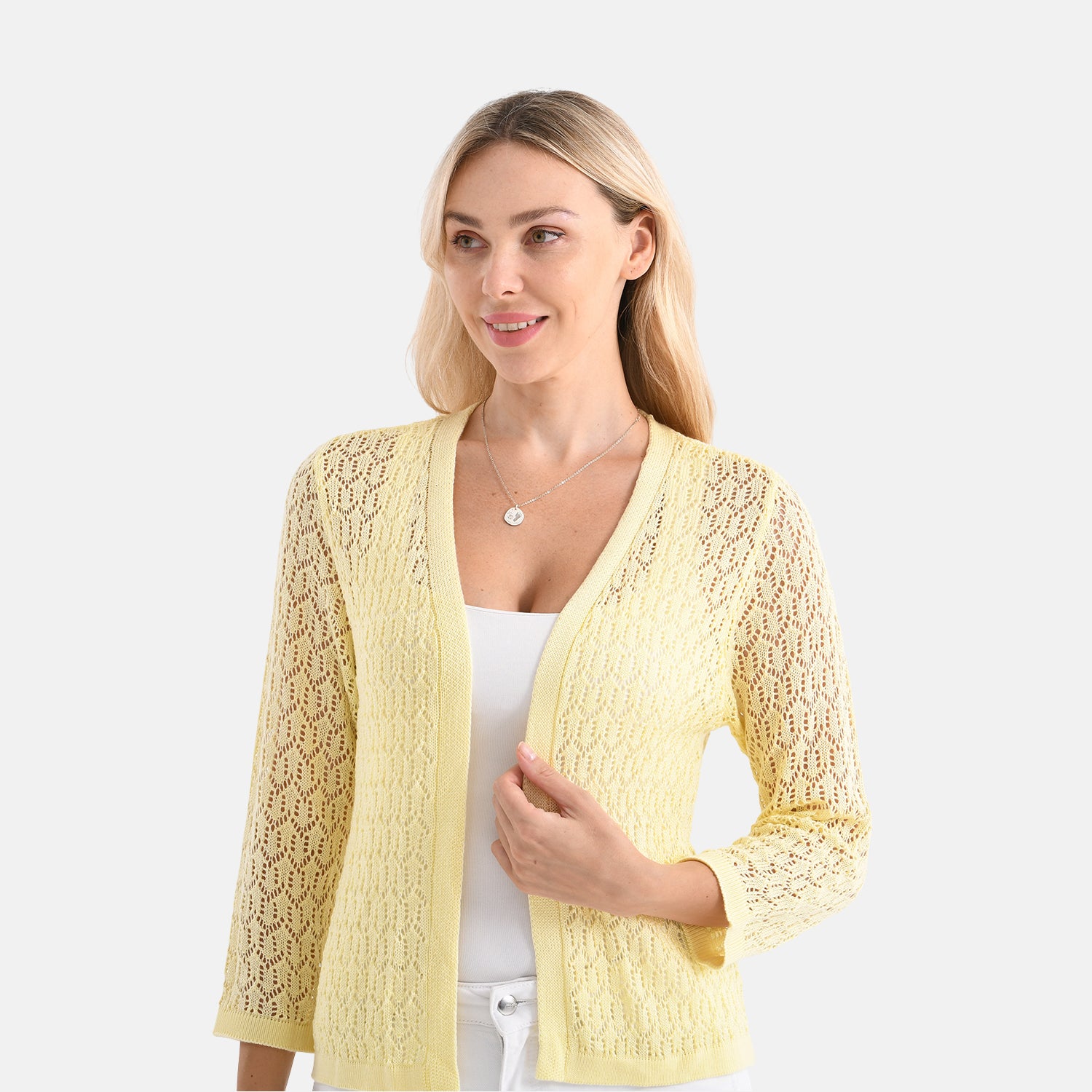 LA MAREY Womens Lace Bolero (Size L, 16-18) - Cheese White V32529974 5