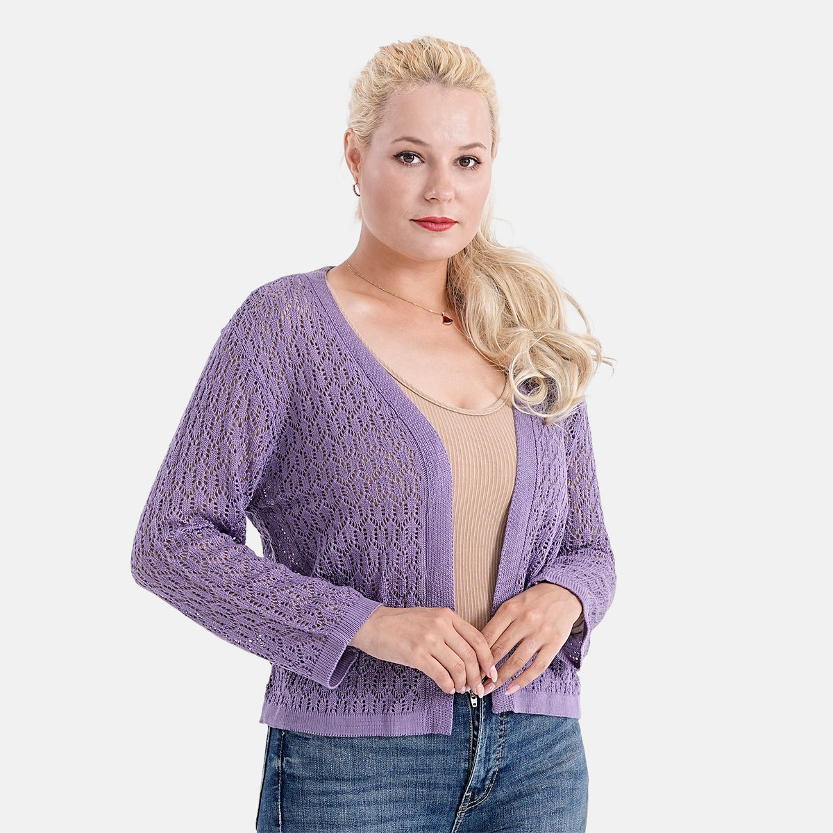 LA MAREY Womens Lace Bolero (Size M, 12-14) - Purple V32648772 0