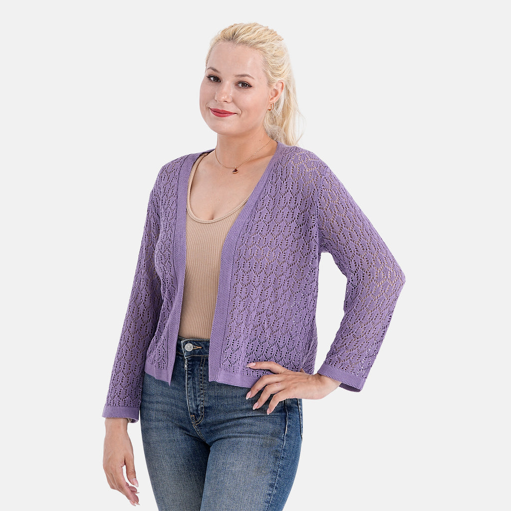 LA MAREY Womens Lace Bolero (Size M, 12-14) - Purple_8138584_2