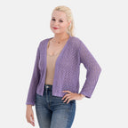 LA MAREY Womens Lace Bolero (Size M, 12-14) - Purple_8138584_2