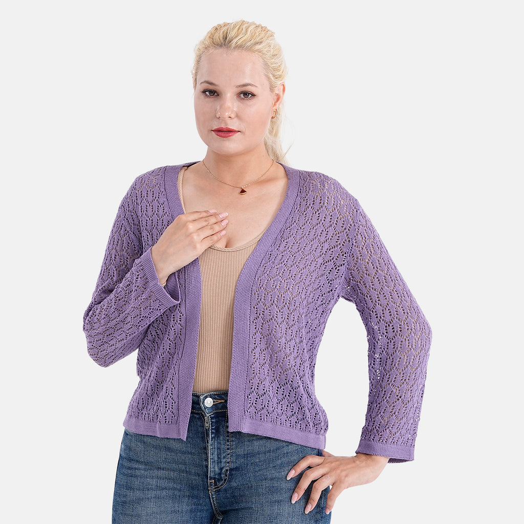 LA MAREY Womens Lace Bolero (Size M, 12-14) - Purple_8138584_3
