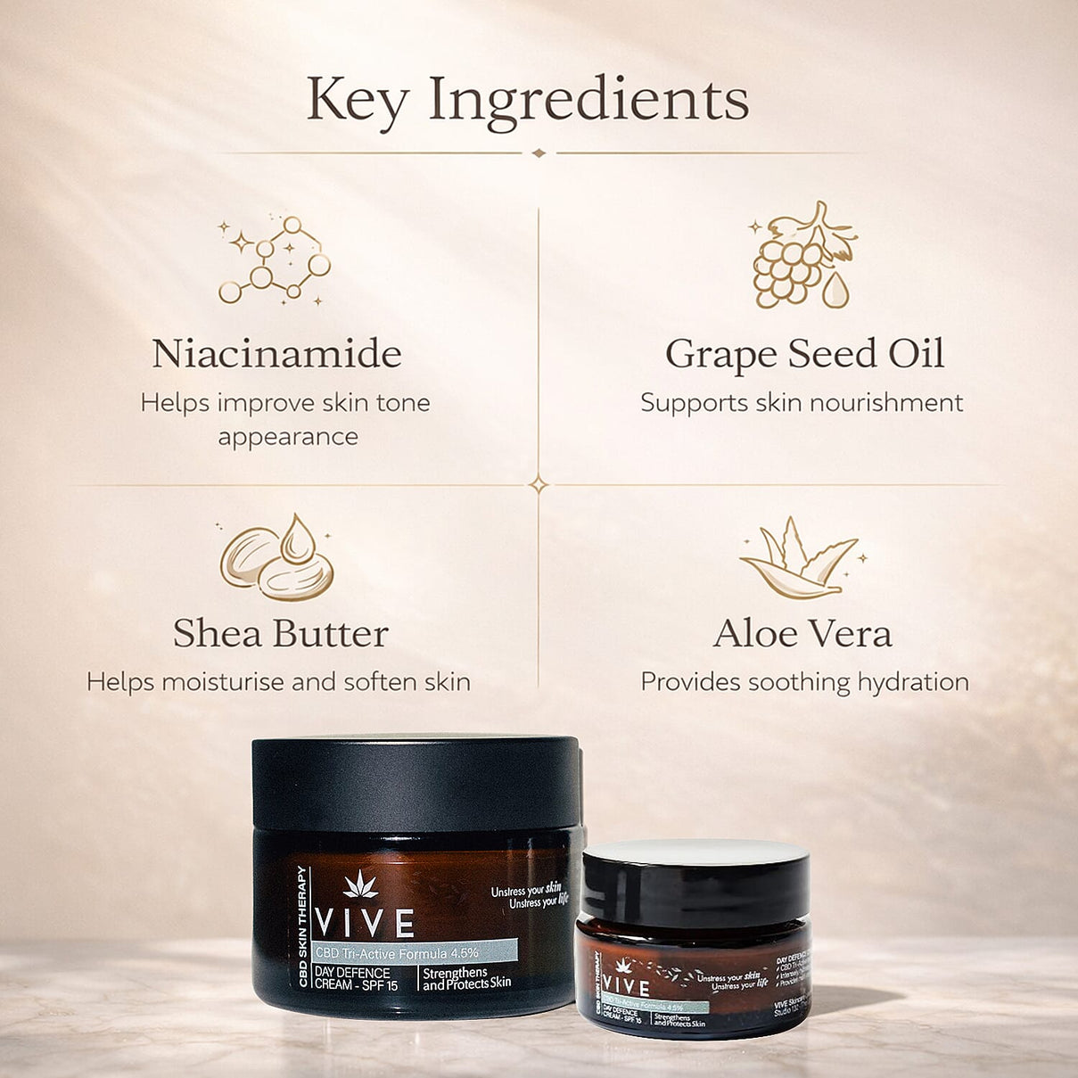 VIVE Day Defence SPF 15 Cream - 50ml with Travel Size - 15ml 8144320 2