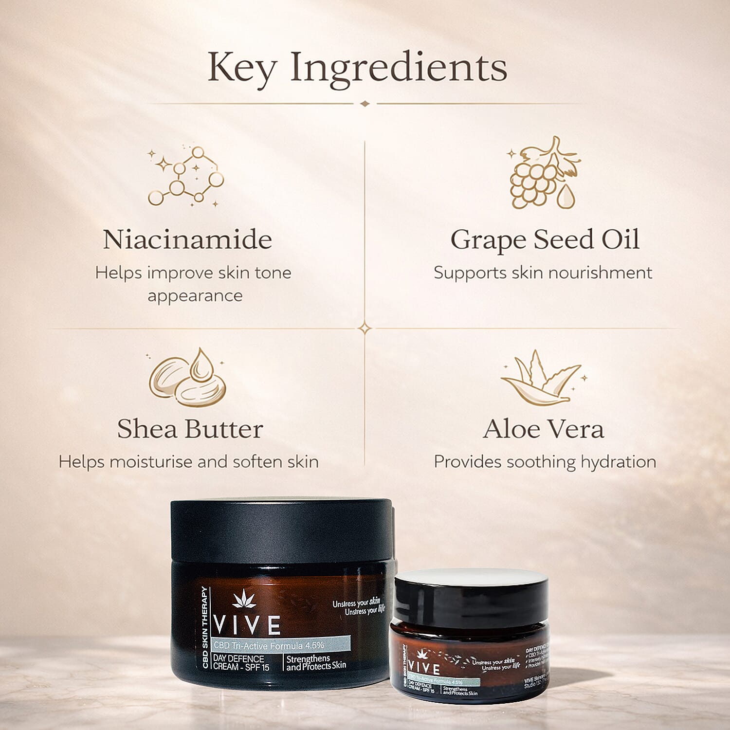 VIVE Day Defence SPF 15 Cream - 50ml with Travel Size - 15ml 8144320 2