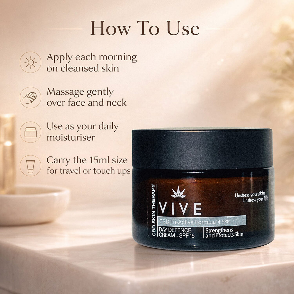 VIVE Day Defence SPF 15 Cream - 50ml with Travel Size - 15ml 8144320 3