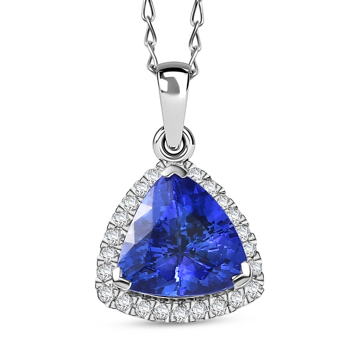 Appraised &amp; Certified RHAPSODY 950 Platinum AAAA Tanzanite, White Diamond EF, VS Halo Pendant, 3.10 Ct. 8144450 1