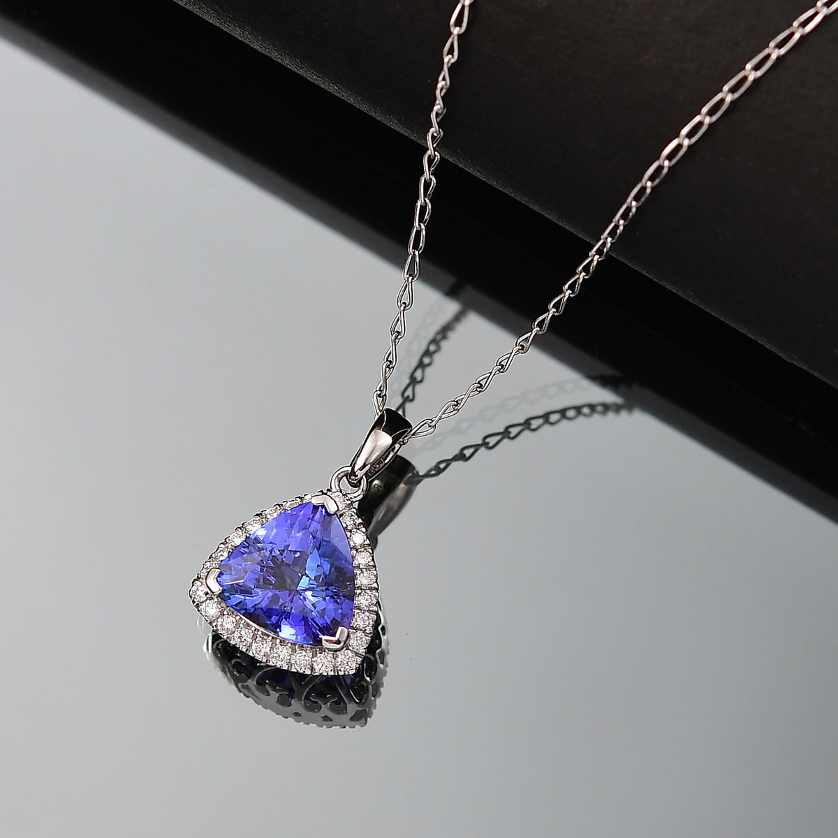 Appraised &amp; Certified RHAPSODY 950 Platinum AAAA Tanzanite, White Diamond EF, VS Halo Pendant, 3.10 Ct. 8144450 2