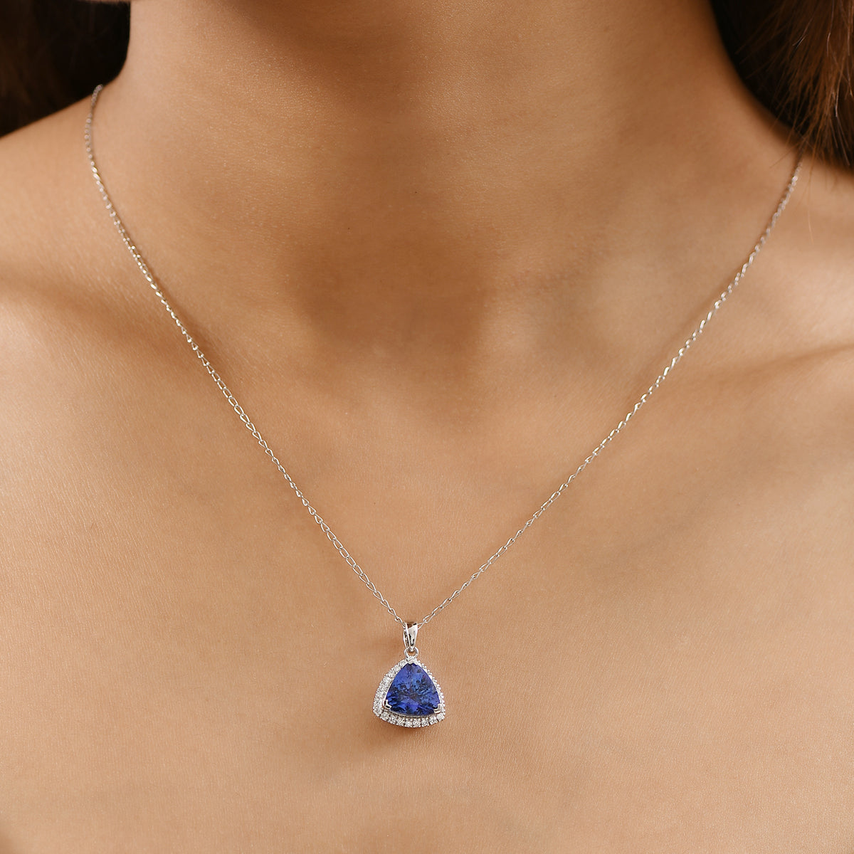 Appraised &amp; Certified RHAPSODY 950 Platinum AAAA Tanzanite, White Diamond EF, VS Halo Pendant, 3.10 Ct. 8144450 3