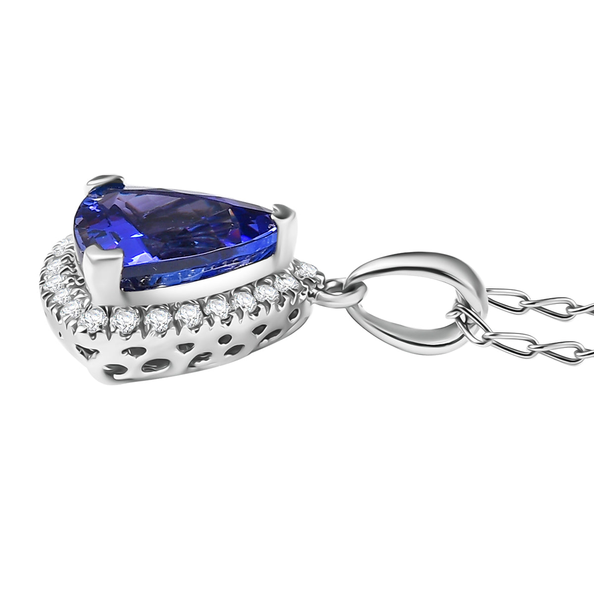 Appraised &amp; Certified RHAPSODY 950 Platinum AAAA Tanzanite, White Diamond EF, VS Halo Pendant, 3.10 Ct. 8144450 4