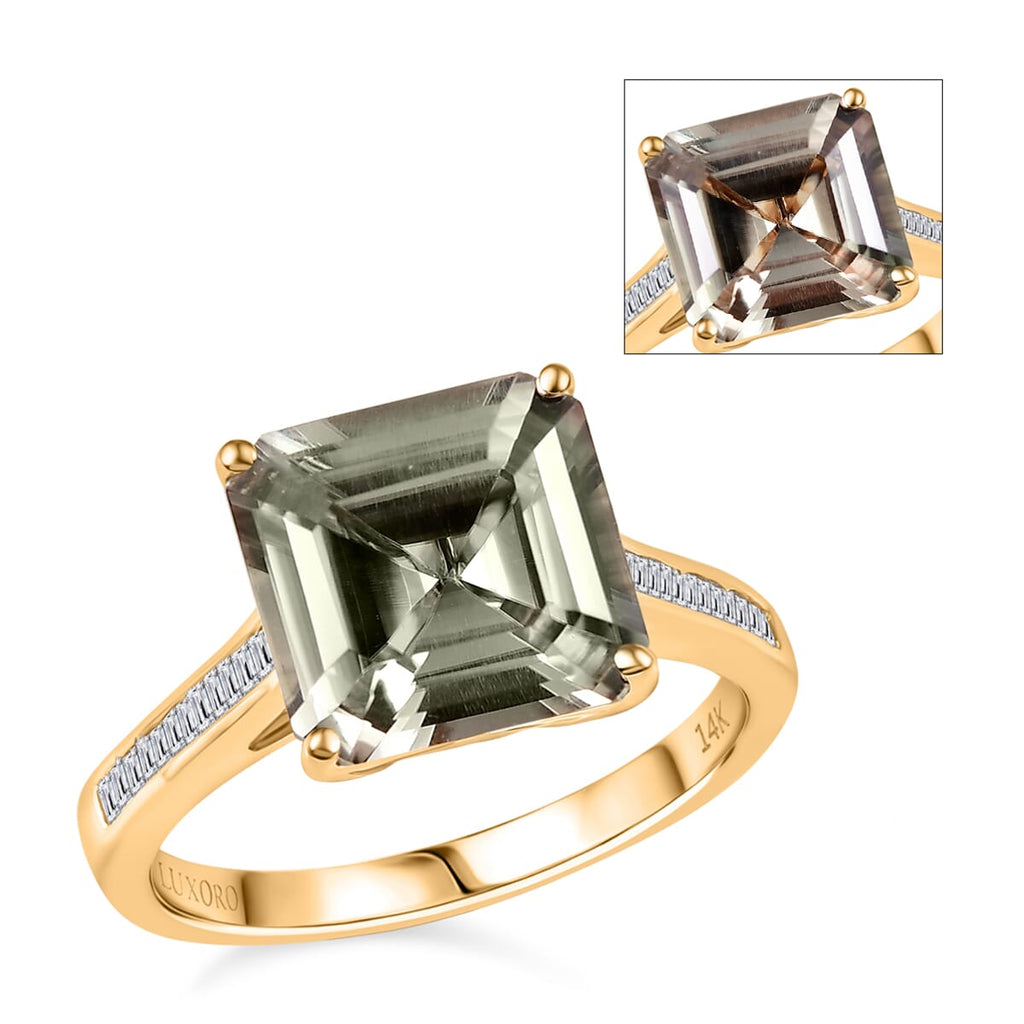 LUXORO - 14K Yellow Gold AGI Certified AAA Turkizite & White Diamond Ring 5.25 Ct, Gold Wt. 3.19 Gms_8144491