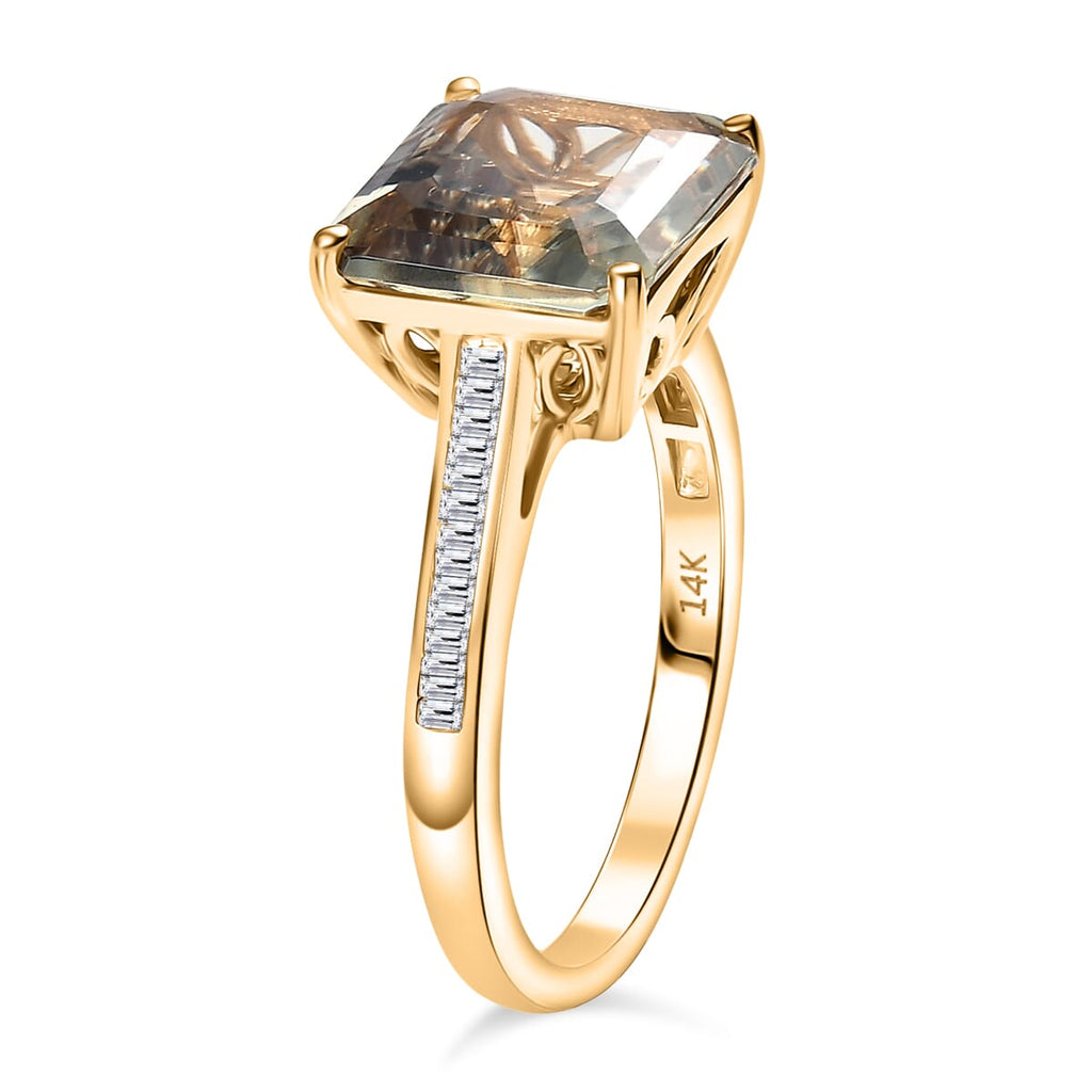 LUXORO - 14K Yellow Gold AGI Certified AAA Turkizite & White Diamond Ring 5.25 Ct, Gold Wt. 3.19 Gms_8144491_3