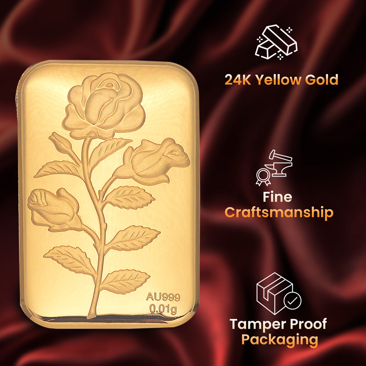 Biggest Gold Deal - 24K Yellow Gold Embossed Rose (39.65X25.90 MM) 8145875 4