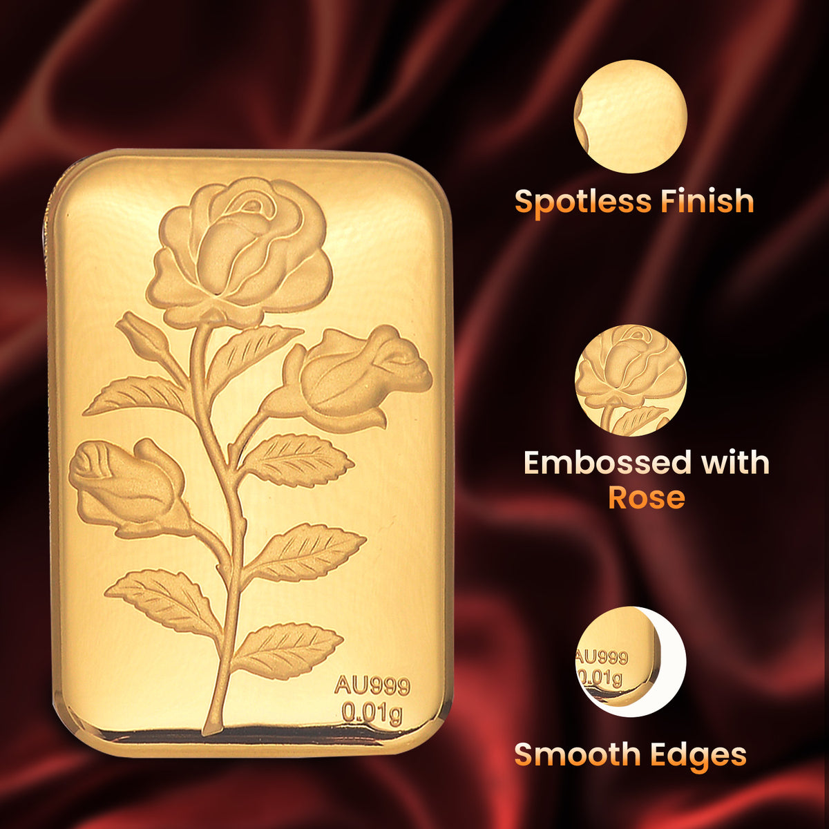 Biggest Gold Deal - 24K Yellow Gold Embossed Rose (39.65X25.90 MM) 8145875 5
