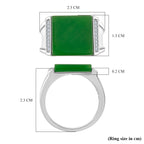 Green Jade & Moissanite Solitaire Ring in Rhodium Overlay Sterling Silver 6.97 Ct, Silver Wt. 6.50_8147686_4