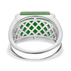 Green Jade & Moissanite Solitaire Ring in Rhodium Overlay Sterling Silver 6.97 Ct, Silver Wt. 6.50_8147688_3