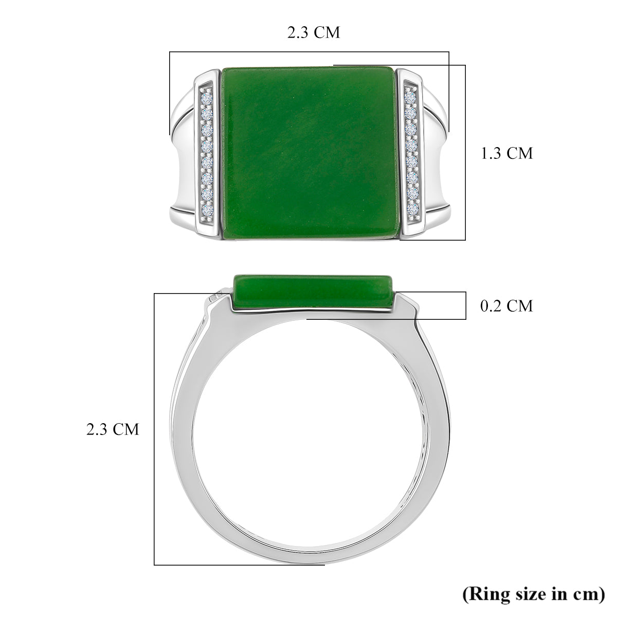 Enhanced Green Jade and Moissanite Solitaire Ring in Rhodium Overlay Sterling Silver V32514922 5