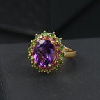 Moroccan Amethyst, Rhodolite Garnet, Natural Chrome Diopside Solitaire Ring in 18K YG VermeilSterling Silver  4.281  Ct._8148164_1