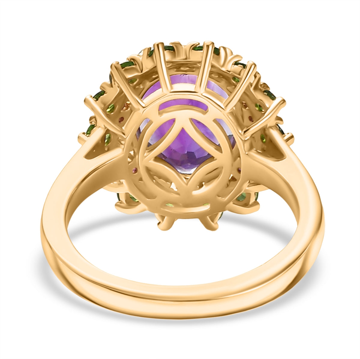 Moroccan Amethyst, Rhodolite Garnet, Natural Chrome Diopside Solitaire Ring in 18K YG VermeilSterling Silver  4.281  Ct. V32521719 5