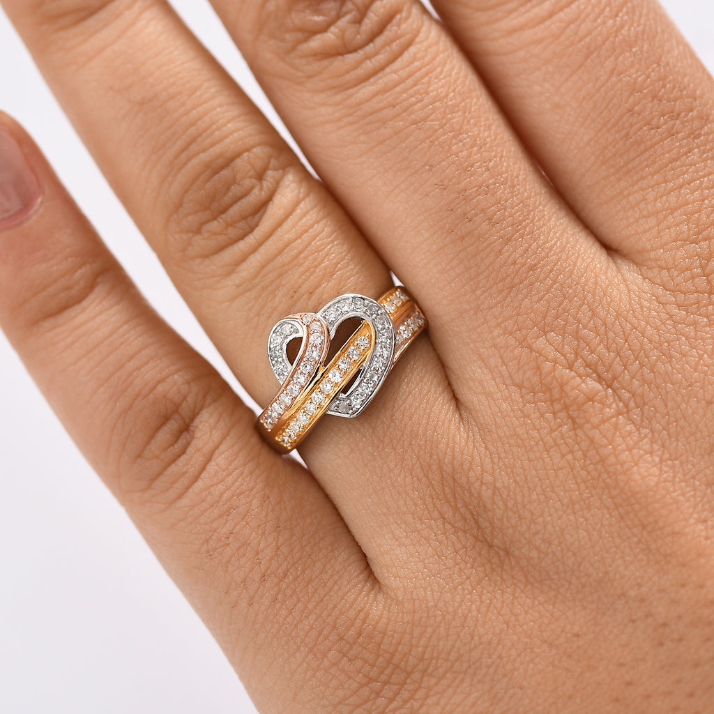 Luxuriant Diamond Lab Grown Diamond (SI-G/H) Ring in 18k Vermeil Yellow & Rose Gold Plated and Rhodium Overlay Sterling Silver 0.50 Ct._8149860_1