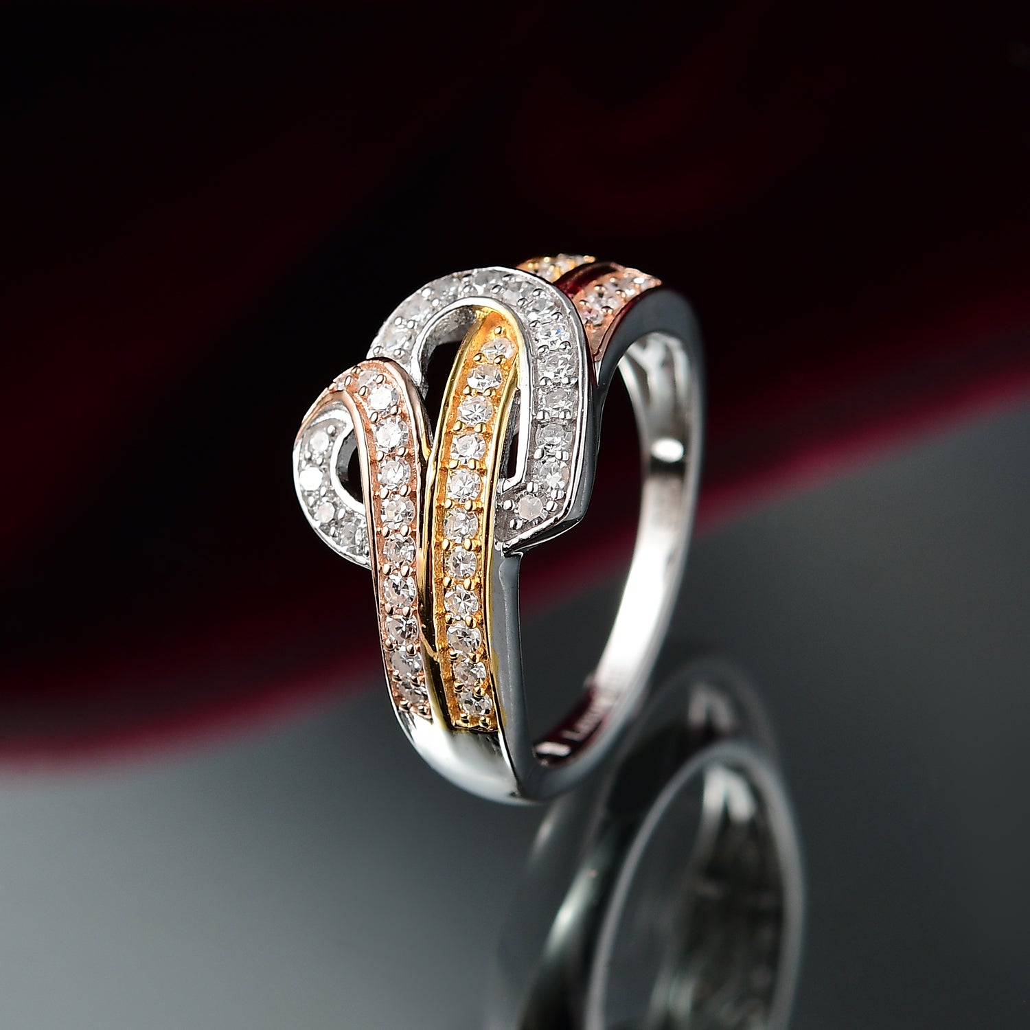 LUXURIANT 0.5 Ct. Lab Grown Diamond Heart Ring in 18K Vermeil Yellow and Rose Gold Plated and Rhodium Overlay Sterling Silver (SI G/H) 8149860 3