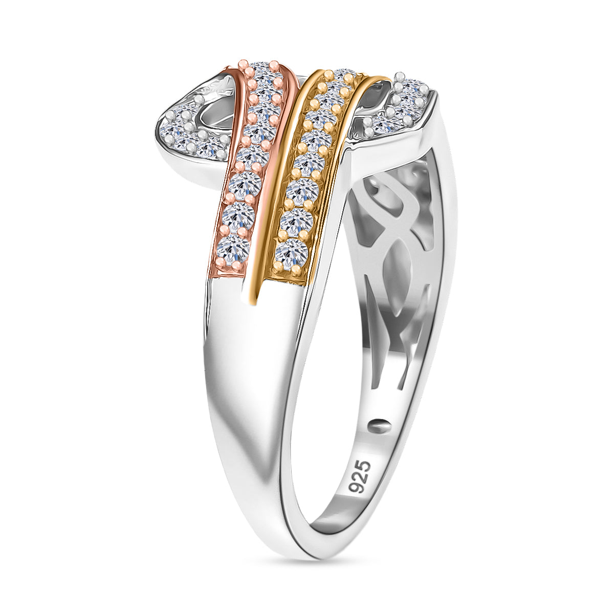 LUXURIANT 0.5 Ct. Lab Grown Diamond Heart Ring in 18K Vermeil Yellow and Rose Gold Plated and Rhodium Overlay Sterling Silver (SI G/H) 8149860 4