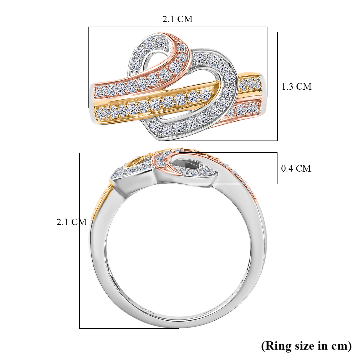 LUXURIANT 0.5 Ct. Lab Grown Diamond Heart Ring in 18K Vermeil Yellow and Rose Gold Plated and Rhodium Overlay Sterling Silver (SI G/H) 8149860 6
