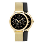 Aviator Smart Watch - Steps, Heart Rate, Blood Pressure, Calories, Menstrual Cycle with Gold Tone Milanese-BlackSilicone Straps