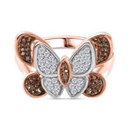 White Diamond Butterfly Ring in 18K Vermeil Rose Gold Plated Sterling Silver_8151650
