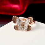 White Diamond Butterfly Ring in 18K Vermeil Rose Gold Plated Sterling Silver_8151650_1