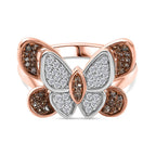 White Diamond Butterfly Ring in 18K Vermeil Rose Gold Plated Sterling Silver_8151651
