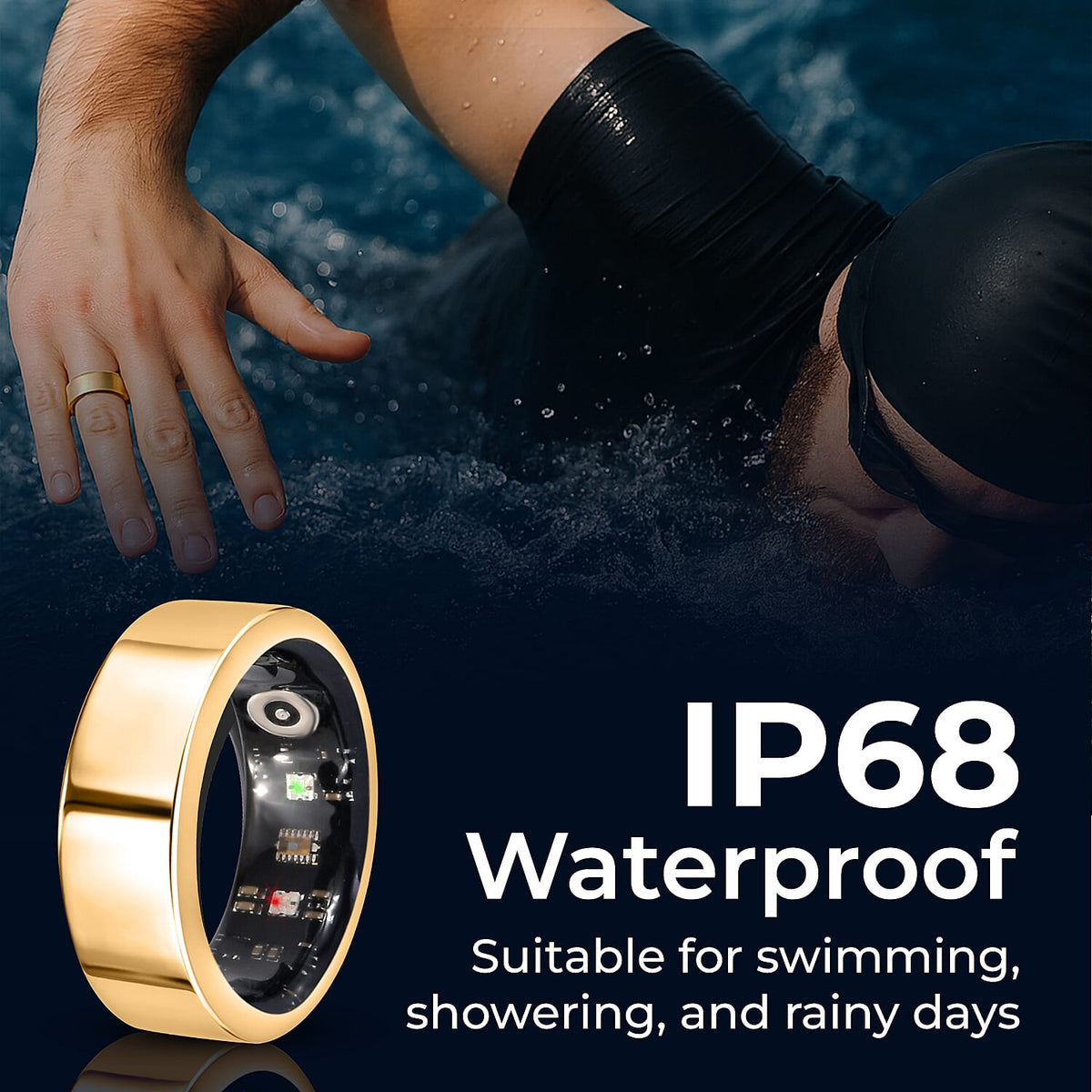 Soul Smart V1 Stainless Steel Smart Ring â€“ Gold Tone, IP68 Waterproof, Health &amp; Fitness Tracker with Heart Rate, Sleep &amp; Activity Monitoring, 7-10 Days Battery, Compatible with iOS and Android devices V32614534 4