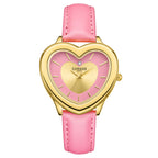 Gamages Of London Limited Edition Heartbeat Natural Diamond Swiss Movt. 3ATM Water Resistance Watch With Genuine Leather Strap - Pink (with 5 Year Warranty)_8152339