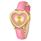 Gamages Of London Limited Edition Heartbeat Natural Diamond Swiss Movt. 3ATM Water Resistance Watch With Genuine Leather Strap - Pink (with 5 Year Warranty)_8152339_2