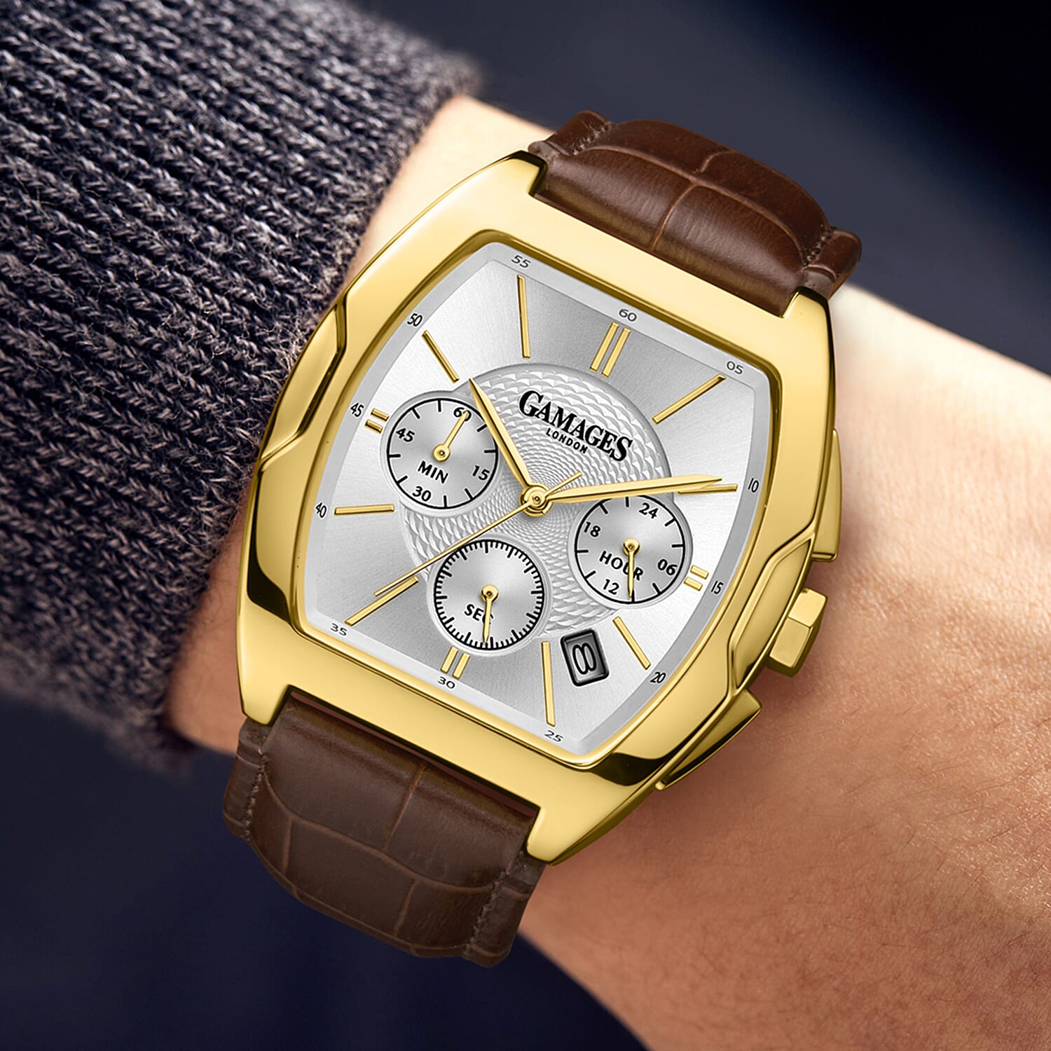 Gamages Of London Limited Edition Hand Assembled Cochrane Fortis Mechanical Quartz Gold White Mens watch 8152359 1
