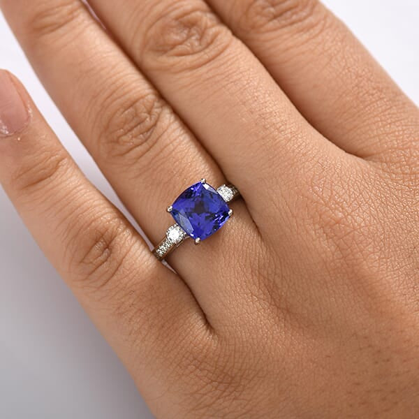 Appraised &amp; Certified RHAPSODY 950 Platinum AAAA Tanzanite, White Diamond VS-EF Ring, 3.89 Ct. 8152882 2